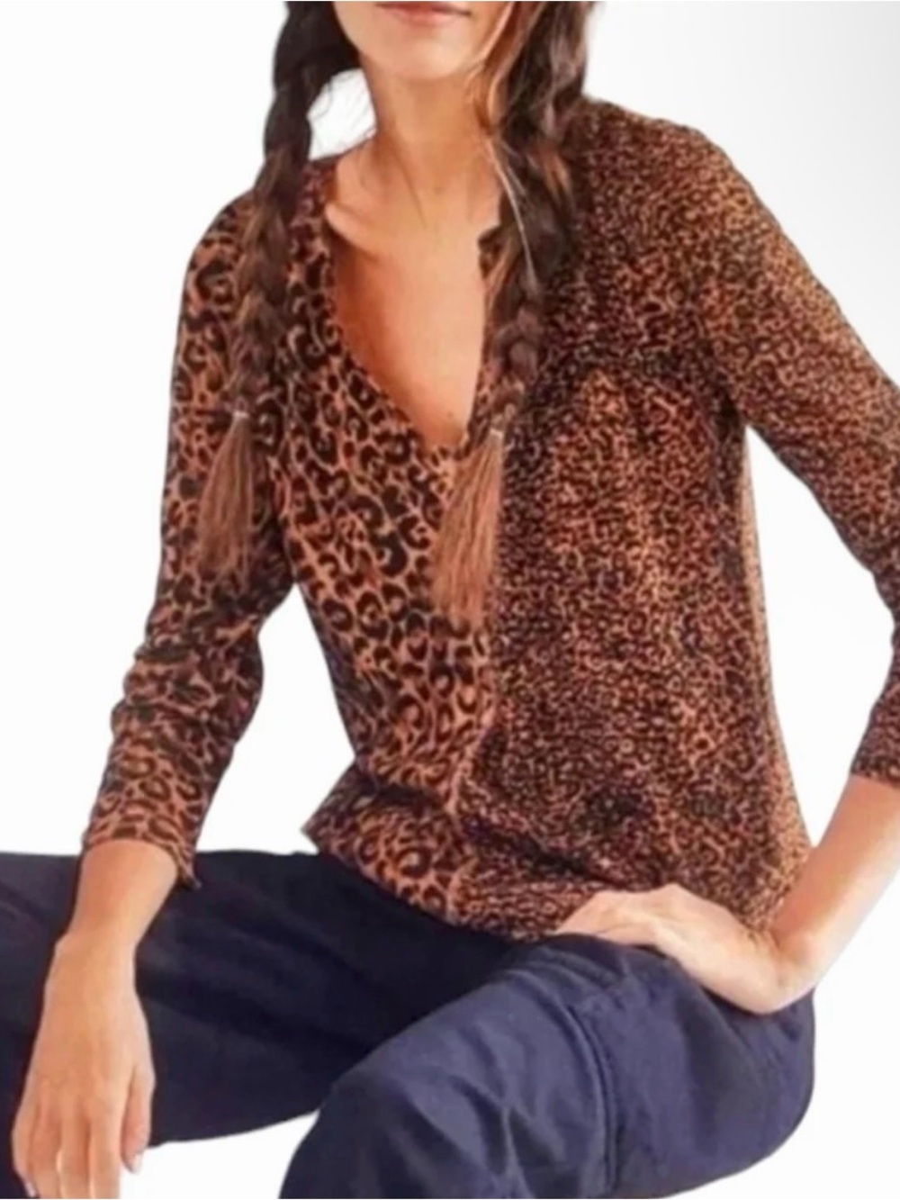 Anthropologie Pilcro Women's Leopard Print V-Neck